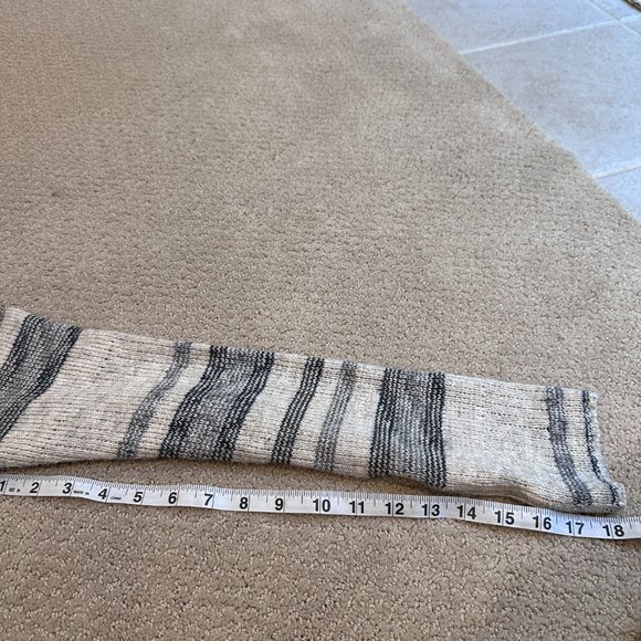 Lucky Brand Cardigan Sweater Boho Stripe Aztec Open Front Neutral MED #7W51782 - Picture 7 of 10